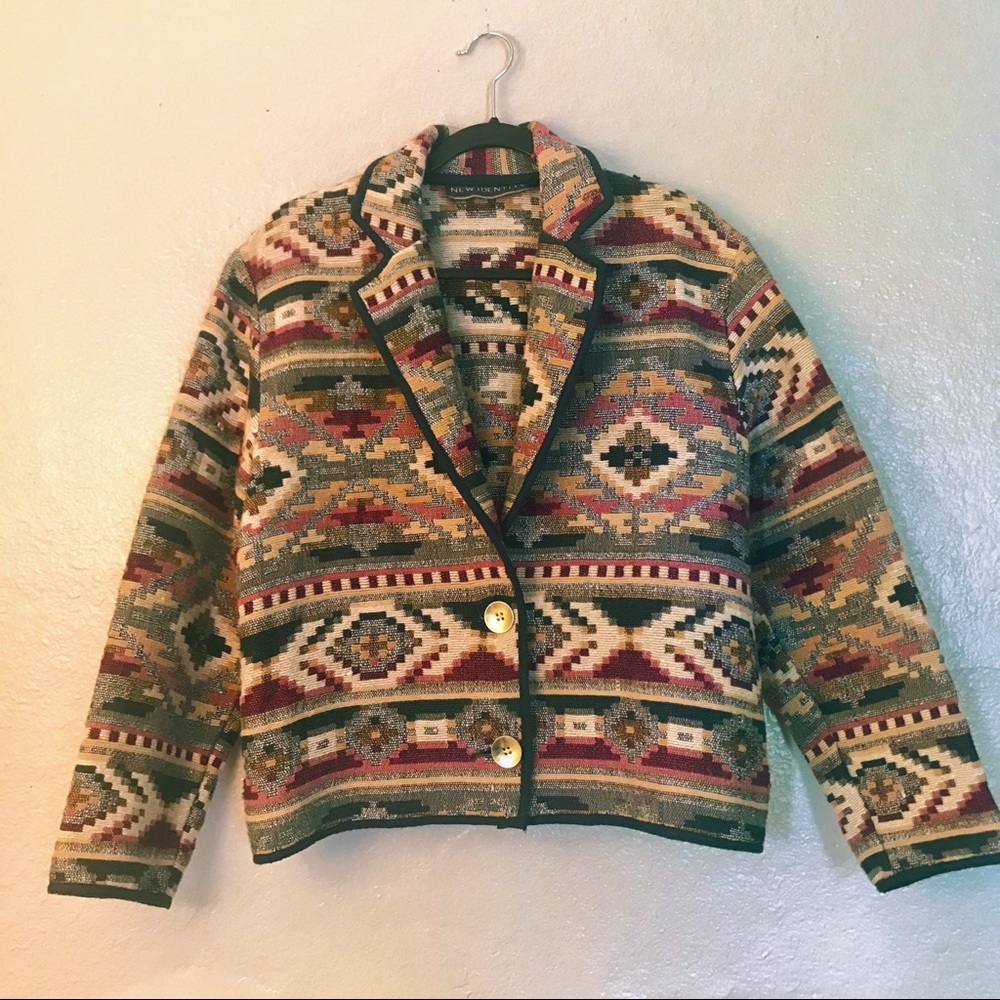 Geometric Cotton Blazer Jacket